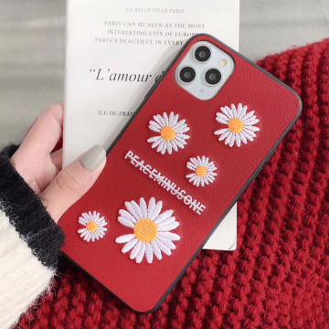 Soft Leather Fragment Flower Phone Case Embroidery