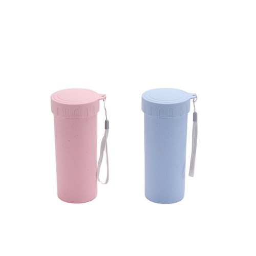 hot sale 400ml bpa free water bottle Manufacturers custom advertising plastic cup single layer wheat fragrant water cup