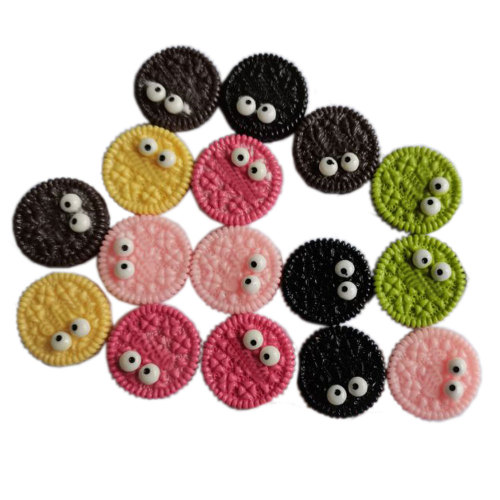 Cartoon Resin Cookies Cabochon Artificial Eyes Biscuit Sweet Food Beads για DIY Art Decor Κλιπ Μαλλιών Αξεσουάρ