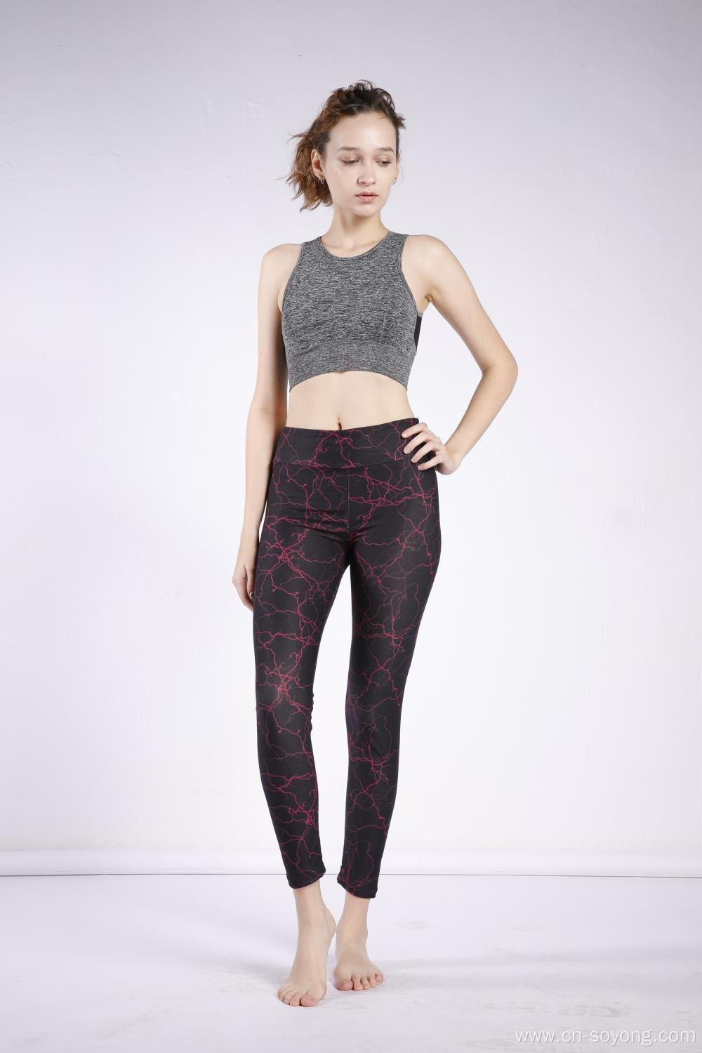 Ladies Bolt Printed High Waist High Elastic leggings