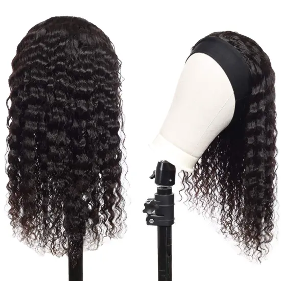 Wholesale 10A Grade Unprocessed Wig Virgin Vendors Brazzilian Headband Remy Hair Wigs With Bangs From Indian For Black Woman