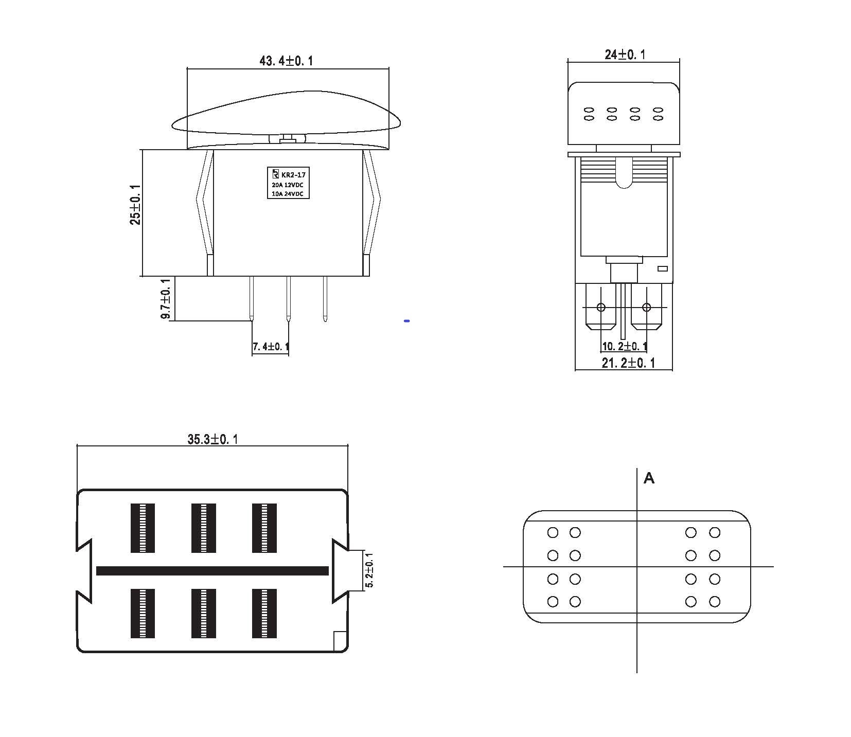 waterproof switch for auto partsKR2-17