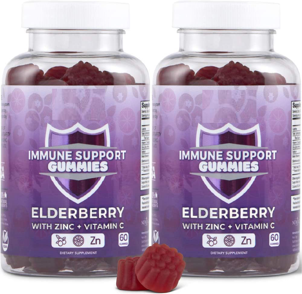 OEM/ODM Gluten Free Gelatin Free Immune Support Pectin Vitamin C Black Elderberry Gummies