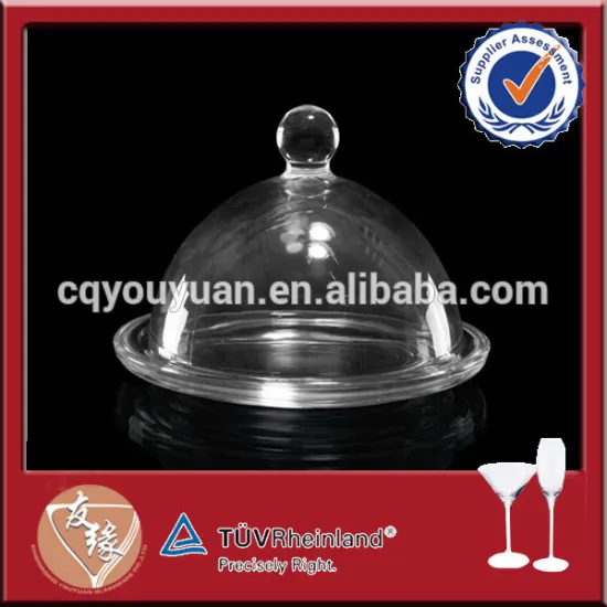 High clear glass plates round with dome cover