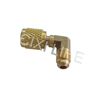 Kualitas tinggi 90 derajat 1/4 \ "adaptor kuningan SAE untuk konektor pendingin - kompatibel dengan r410, r134a, dan selang pengisian daya r22