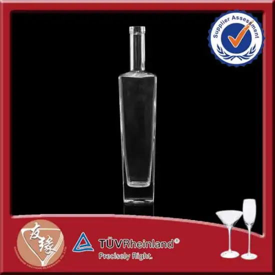 Spirit packaging transparent good flint glass moderate price bar top 375ml alcohol bottle