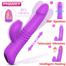 PHANXY G Spot Dildo Rabbit Vibrator For Women Rotating Dual Vibration Silicone Female Heating Clit Massager Sex Toys For Women