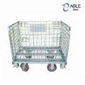 Steel Storage Cage Folding Metal Iron Wheels Warehouse