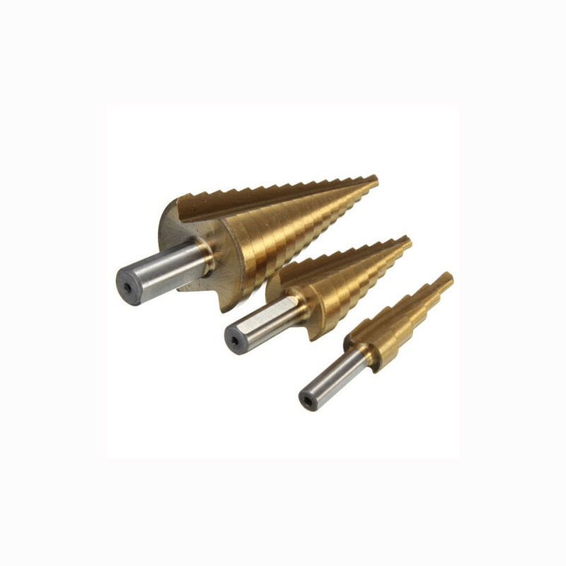 3PCS HSS Tin-Coated Step Drill in Aluminum Case