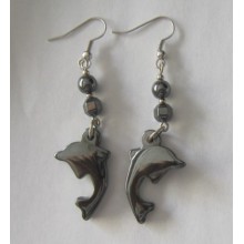 Hematite Dolphin Earring