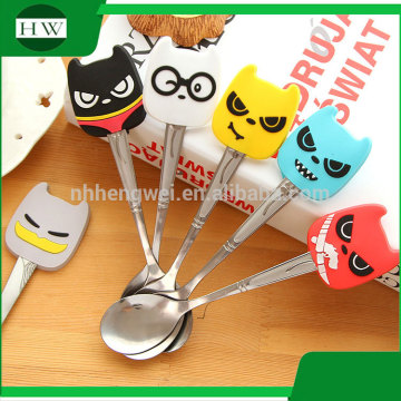 cartoon animal kid silicone stainless steel dishware dinnerware tableware spoon