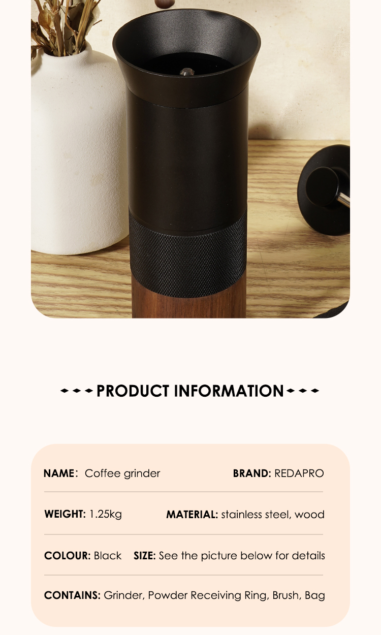 Adjustable Setting Portable Manual Pour Over Coffee Grinder, High