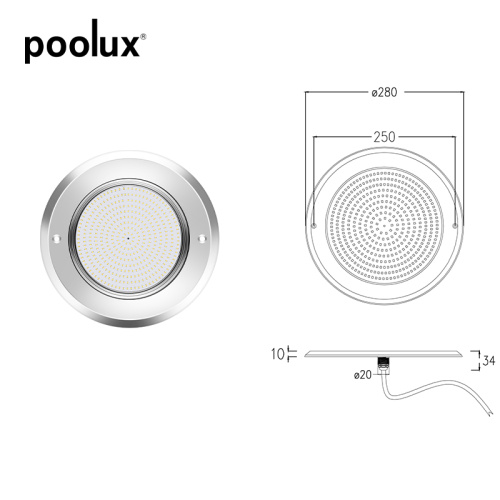 Diamètre 280 mm 10 mm d&#39;épaisseur des lumières de la piscine