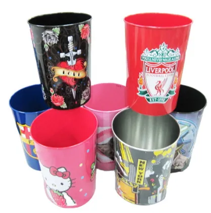 tin trash can, tin trash bins, printed litter bins, dustbins, storage bin, storage can