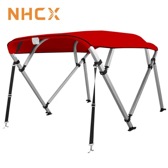 NHCX Nylon Fittings Square Tube Bimini Top for 4 Bow Boat Cover