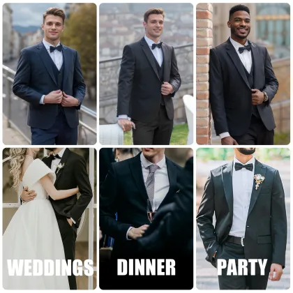 WYWK Men's 3-Piece Suit Banquet Prom Wedding Set-Brown-S