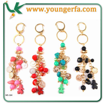 Promotional keychain Wholesale Fashion Design Beads and Coin Keychain in Different colour