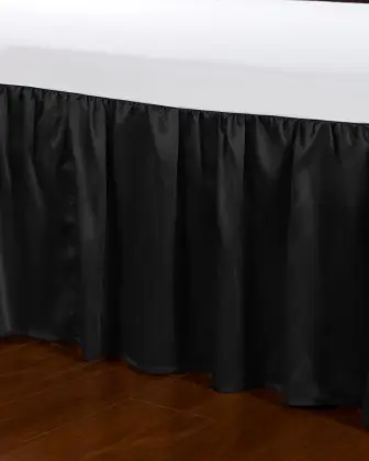 19 Momme Silk Bedskirt Wrap Around Ruffled Bed Skirt with Adjustable Elastic Belt Queen King and C-King