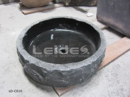 Round basin black stone sink leide stone wash basin sink