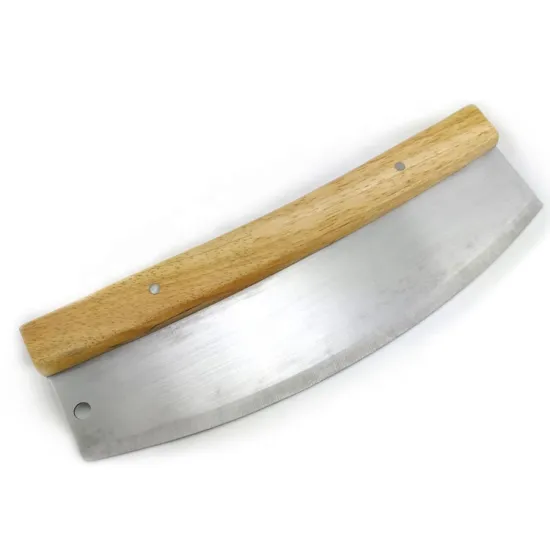 Stainless Steel Custom Pizza Spatula Set with Square Wooden Handle Pizza Cutter – Wholesale