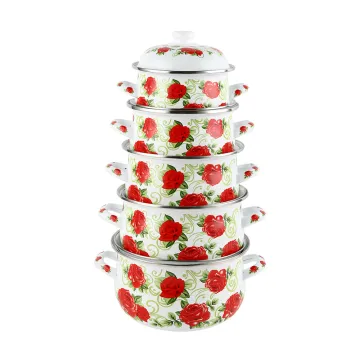 Best Selling Enamel Cooking Pot Container Soup Pot Kitchenware Enamel Stocks Sauce Pot Set