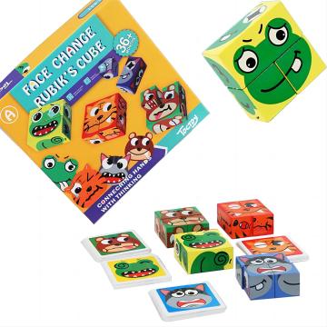 Logical Thinking and Skill Development: Explore the Versatile Wooden Geometric Expression Puzzle, Animal Face Changing Cube, and Building Blocks