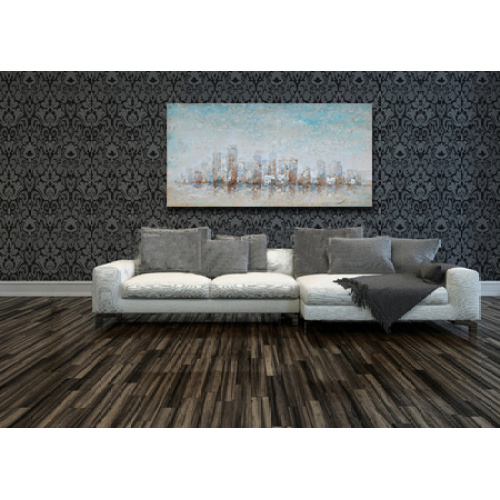 Skyline Wall Art Blue Toned City Oil Painting