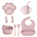 Set de hrănire pentru bebeluși din silicon cu plăcuță de ventuză cu amprentă labei