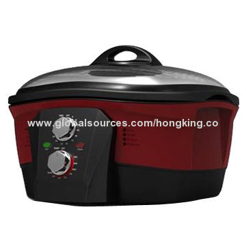 Slow cooker with 8 functions for fryer, boil, steam, roast, grill, braise, fondue, scallop