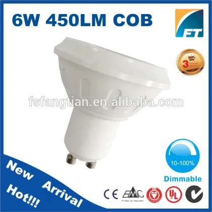 China Supplier Home Decoration 6Watts AC 450LM Samsung Epistar Plastic + Aluminum LED Gu10 COB Spotlight