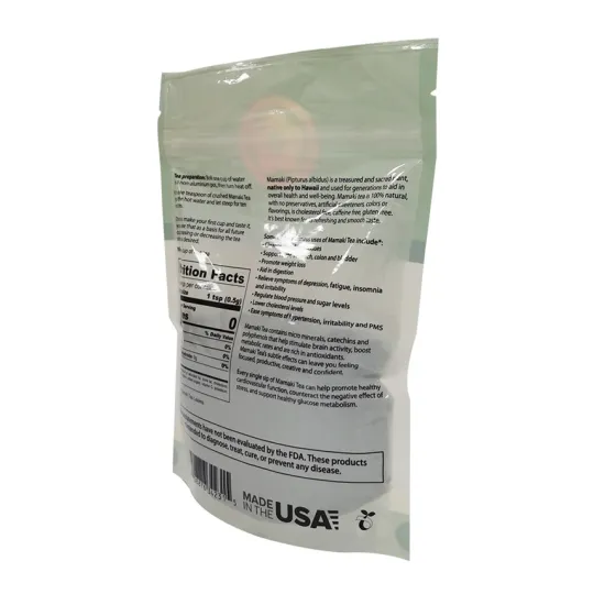 Compostable Custom Food Grade Zipper Tea Doy Bags