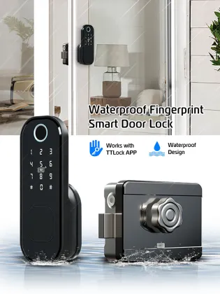 Waterproof Digital Password Gate Rim Latch Lock with WiFi Smart Home TTlock App Control Metal Door Lock