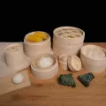 Cestello per cottura a vapore in bambù per Dim Sum e cucina