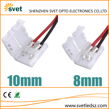 Solderless Clip-on 3528 5050 2 Pin 4 Pin RGB LED Strip Single / Corner Connector Wired Cable at the End 8mm 10mm Width PCB