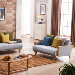 Kaki Kaki Kain Kayu Futon Chaise Sectional Sofa