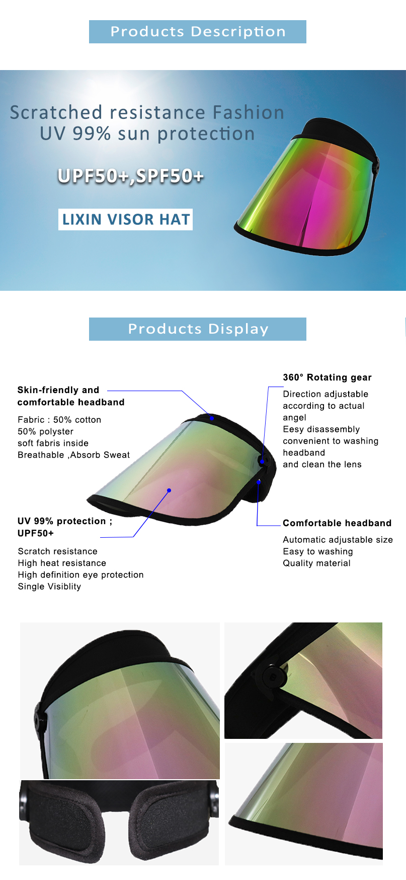 Pink Visor Face Shield Sun Protection Beach Sun Visor Hat
