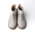 Grey Fashion Leather Kids Boots