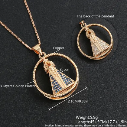 18k Gold Plated Virgin Mary Zircon Micro-Inlaid Necklace