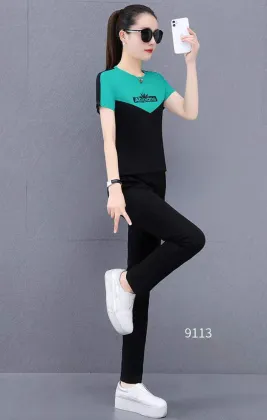 Monisa girl sports leisure colorful clothes with crew-neckone in summer