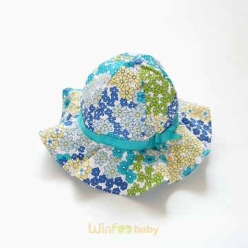 custom UPF 50+ ruffle floral printing buckt hat with string