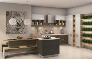 Wood Grain Melamine Kitchen Cabinet
