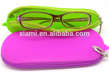 novel portative zipper candy color silicone glasses case