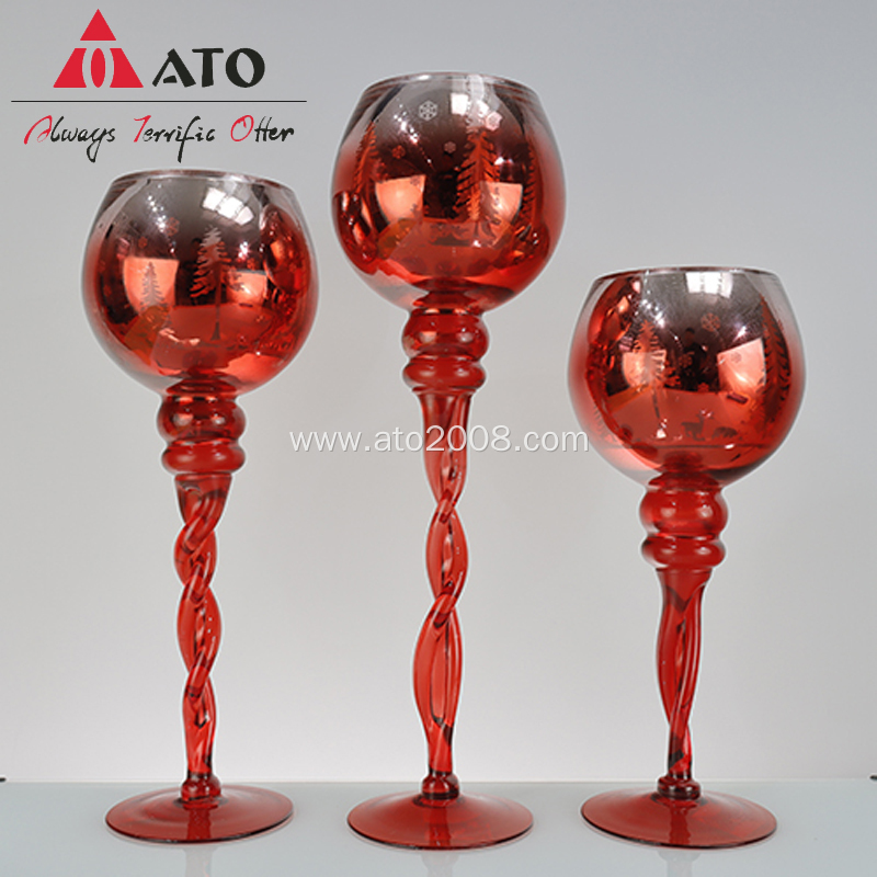 Christmas glass candle holder set decoration candlestick