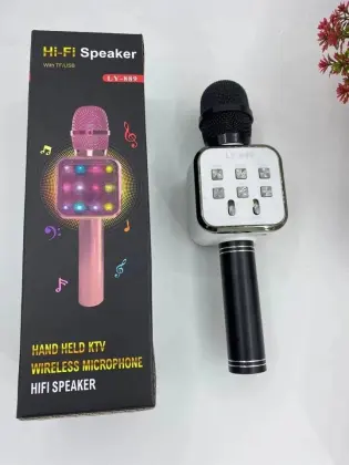 Wholesale Portable Wireless Microphones with Bluetooth Speaker and Colorful Lights - OEM Custom Logo Gift Handheld Microphone