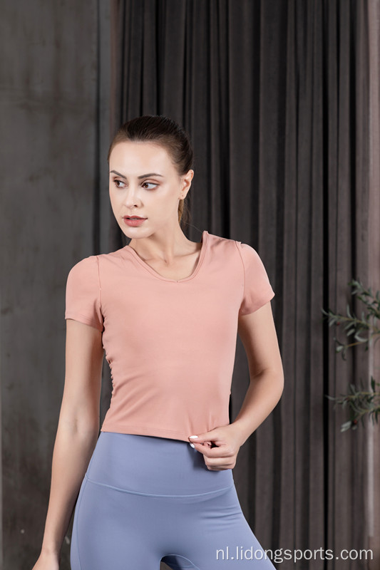 Dames sport comfortabele gym yoga shirt met korte mouwen