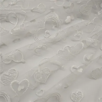 High Quality White Elegant Glitter Printed Tulle Lace