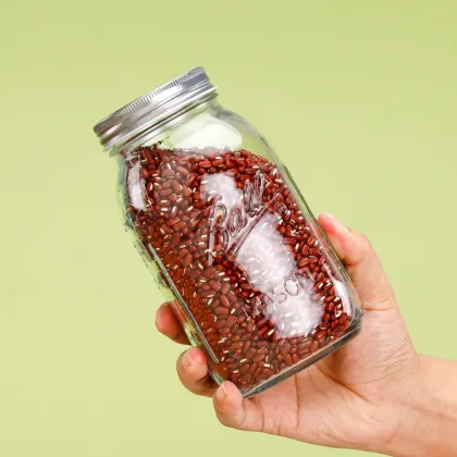 Clear Glass Mason Jar - Airtight Food Storage