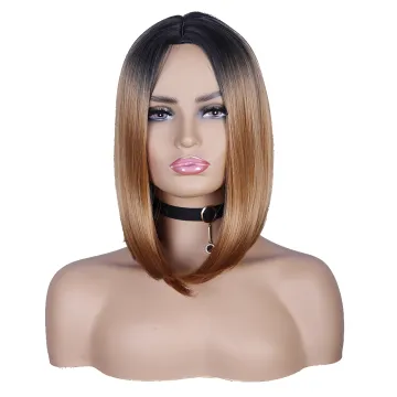 Wholesale cheap anime party gradient black to Ginger Orange bob short straight synthetic shoulder-length hair cosplay wig