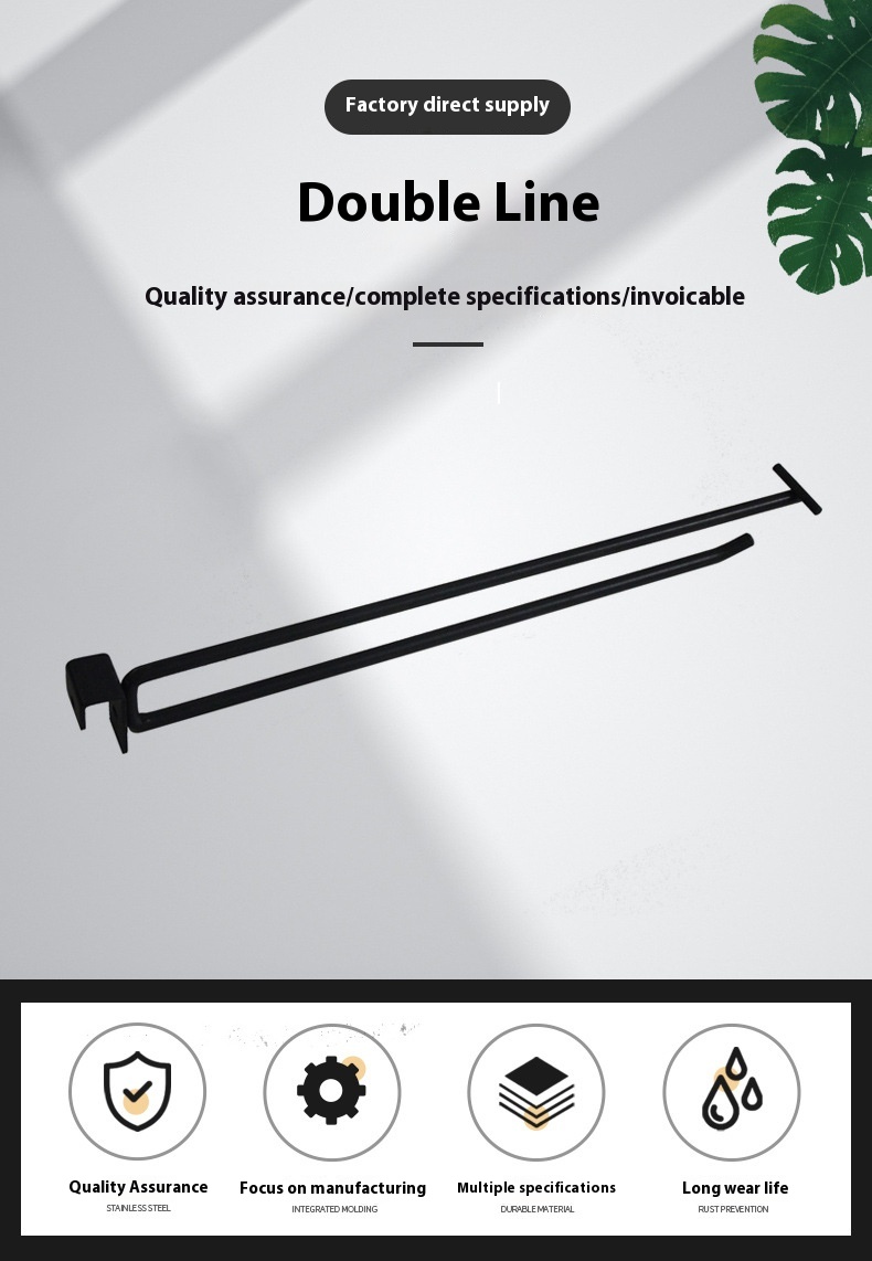 Factory New Double Line Card Square Tube Display Shelf for Snacks Convenient Thin Thick Metal Hook Accessory Made Steel for