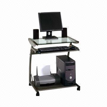 Glass Computer Table with 8mm Clear Tempered Glass